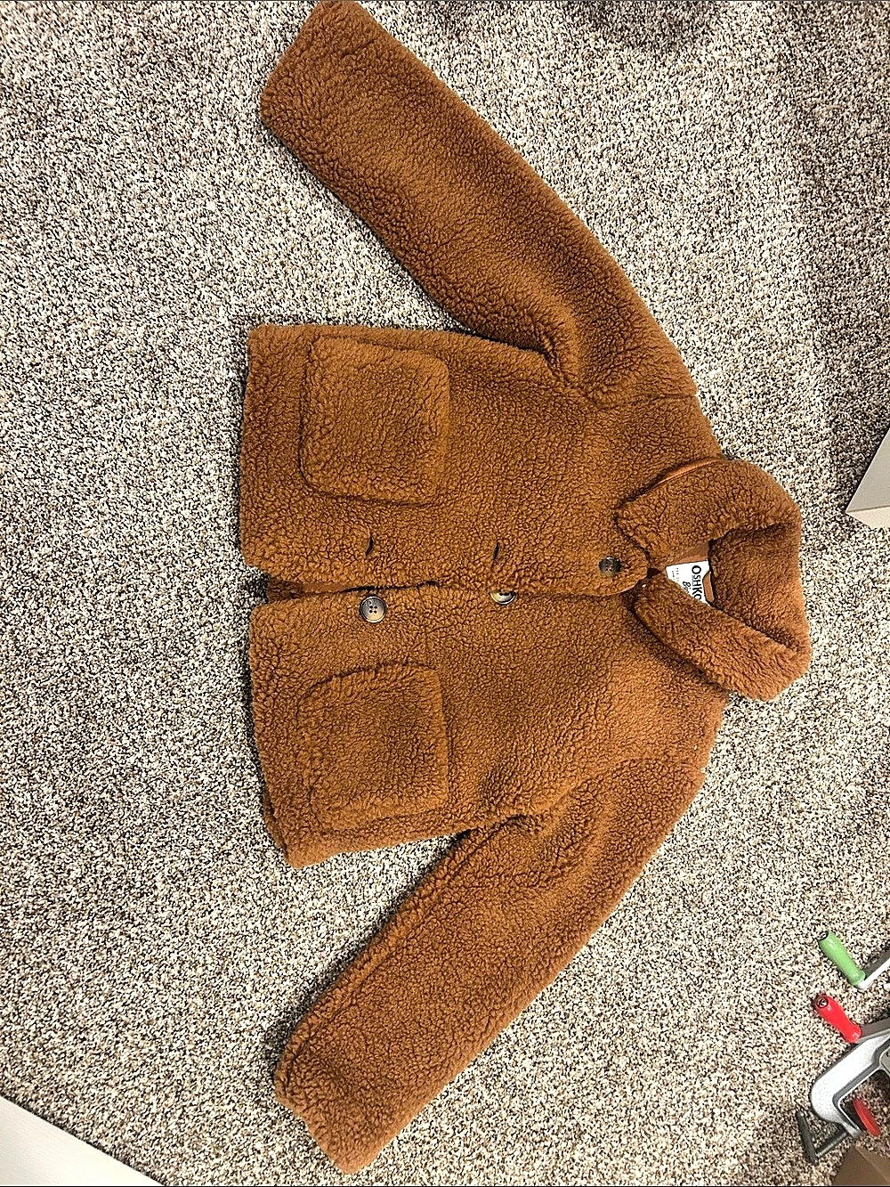 OshKosh B'gosh Girls Size 10/10A Brown Fur/Fuzzy Jacket Like New